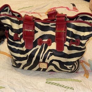 Dooney & Bourke Zebra Tote with Red Details
